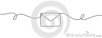 Single continuous line drawing of a paper envelope . Concept of e-mail messages, sending an information bill . Vector Vector Illustration