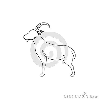 Single continuous line drawing of strong tough goat for business logo identity. Lamb emblem mascot concept for ranch icon. Trendy Vector Illustration