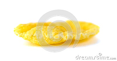 Single cornflake isolated on a white background, dry cereal Stock Photo