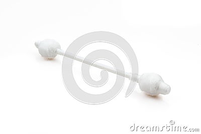 Single cotton swab isolated on white background. Ear stick safety for children use Stock Photo