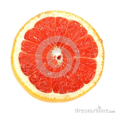 Single cross section of grapefruit Stock Photo