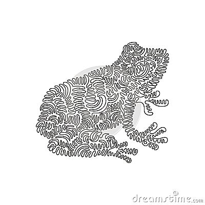 Single curly one line drawing of cute frog abstract art. Continuous line draw graphic design vector illustration of friendly Vector Illustration