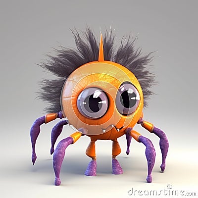Single Cute and Fun Spider Character: Adorable Arachnid Illustration Generative AI Cartoon Illustration