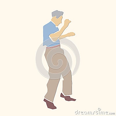 Single dancing man. Male silhouette. Vector Illustration