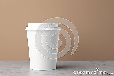 Disposable Coffee Cup on Neutral Tone Stock Photo