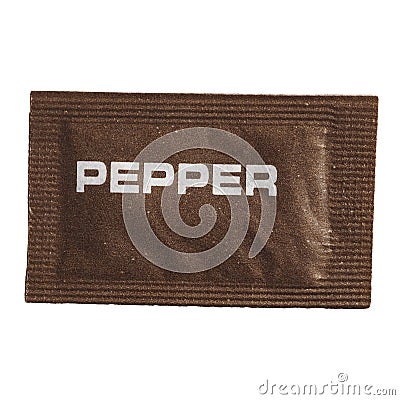 Single dose pepper sachet isolated over white Stock Photo
