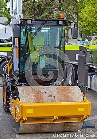 Single Drum Roller Machine Stock Photo