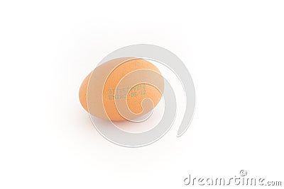 Single egg with expire date Stock Photo