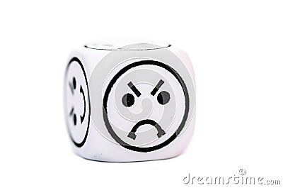 Single emoticon dice with angry expression sketch Stock Photo