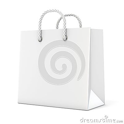 Single, empty, blank shopping bag. 3D Cartoon Illustration