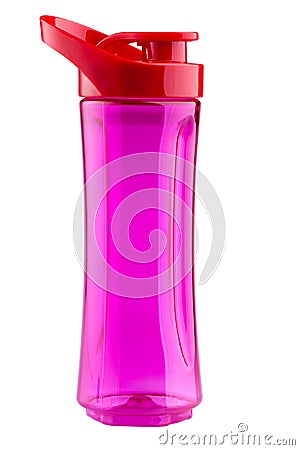 Single empty shake bottle on white background Stock Photo