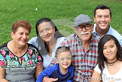 Single ethnic mother with two kids Stock Photo