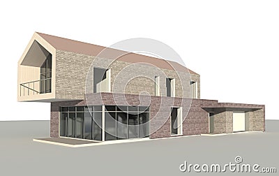 Single family house. 3D model Stock Photo