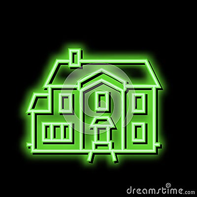 single family house neon glow icon illustration Vector Illustration