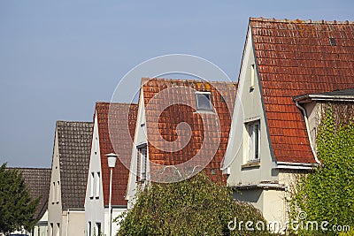 Single-family houses, residential buildings, Elsfleth, Wesermarsch, Lower Saxony Stock Photo