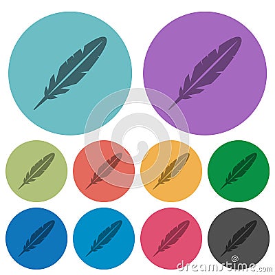 Single feather color darker flat icons Stock Photo