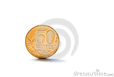 Single fifty Russian kopeks coin Stock Photo