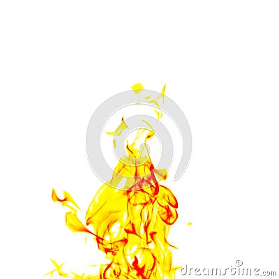 Single fire flame on white background Stock Photo