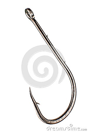 Single fish hook isolated on white background Stock Photo