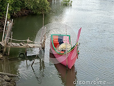 A Single Fishing Boat In Banda Aceh Stock Photo