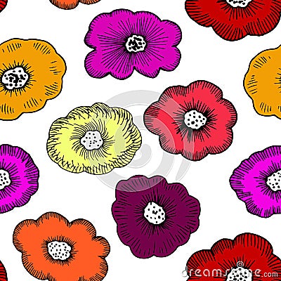 Single Funky Florals. Vector Illustration