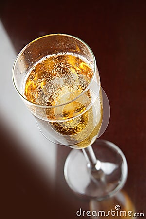 Single glass of champagne Stock Photo