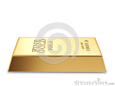 Single Gold Bar Isolated on White Background Stock Photo