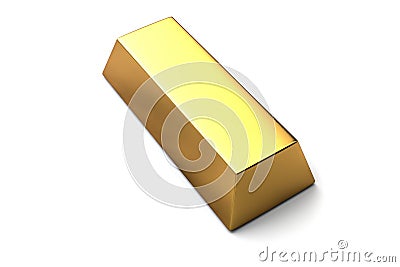 Single gold bar on white background isolated Stock Photo