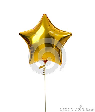 Single gold big star metallic balloon object for birthday Stock Photo