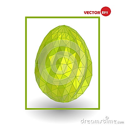 Single golden chicken egg on white background. Colorful Happy Easter greeting card, design graphics. Vector Illustration