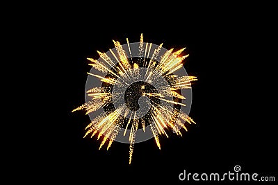 Single golden firework with dark background, 3d rendering Stock Photo