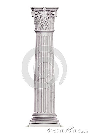 Single greek column isolated on white Stock Photo