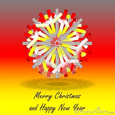 A single grey red yellow Christmas star, on background with colors inspired by the German flag, with greetings Vector Illustration