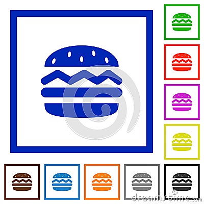 Single hamburger flat framed icons Stock Photo