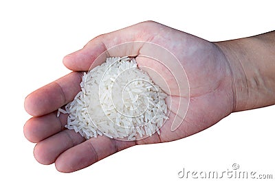 Single hand with rice Stock Photo