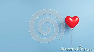 A single heart-shaped balloon on a blue background, copy space Cartoon Illustration