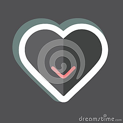 Single Heart Sticker in trendy isolated on black background Stock Photo
