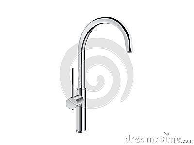 Single hole bathroom faucet chrome. Single handle controls. Vector Illustration