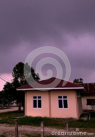 A single house on the storm. Nature village view Stock Photo