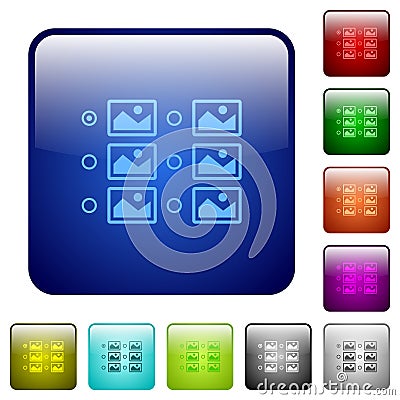 Single image selection with radio buttons color square buttons Stock Photo