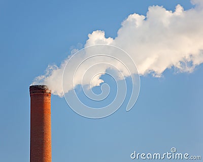 Single industrial brick smokestack Stock Photo