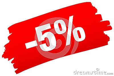 Red Brushstroke Sale Minus Five Percent Vector Illustration