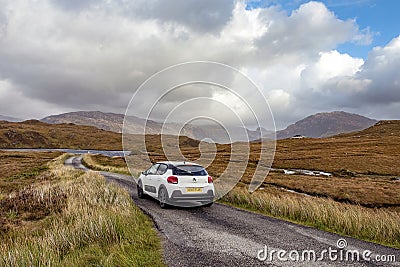 Single lane road, Scotland, UK Editorial Stock Photo