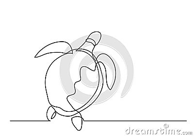 Single line drawing of sea turtle swimming Vector Illustration