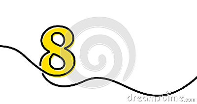 Single line drawn eight 8 number Vector Illustration