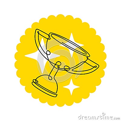 Single line line first place cup Vector Illustration