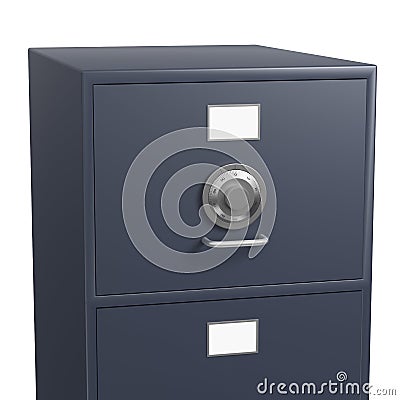 Single locked filing cabinet with safe lock dial Stock Photo