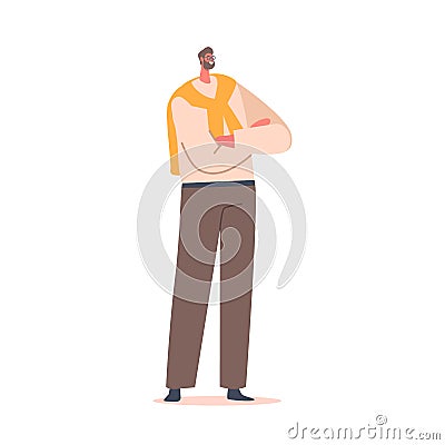 Single Mature Fashioned Bearded Business Person in Modern Clothes. Male Character in Casual Suit, Man Wear Trousers Vector Illustration