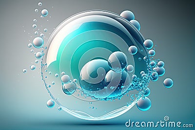 A single molecule floating inside a liquid bubble Stock Photo