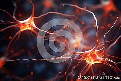 Single neuron synapses scheme board. Generate Ai Stock Photo